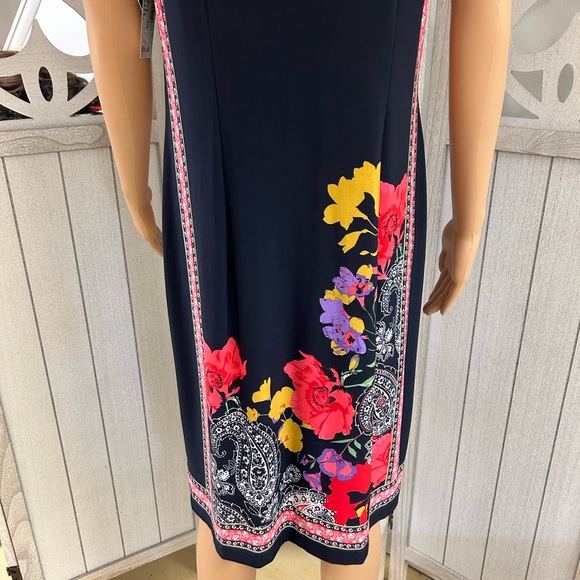 Roz & Ali Sheath Dress size Medium Blue with Beaded Metal collar NWT - Picture 8 of 8